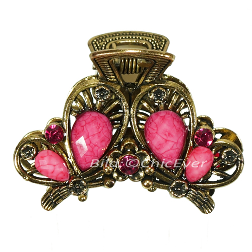 Haargreifer Schmetterlinge Haarklammer Metall Strass 3x2cm rosa gold 5702d - zum Schließen ins Bild klicken